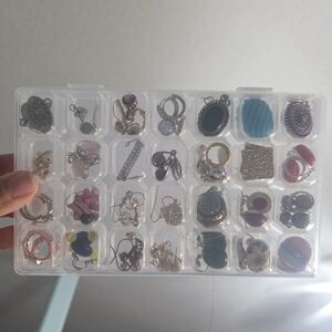 #4 Assorted Post Back Earring Set in Display Case | 28 Bundle Lot